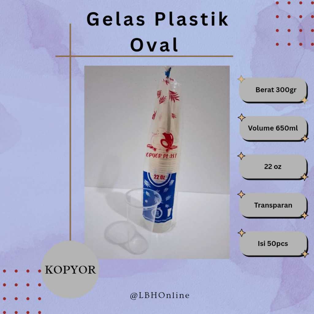 Gelas Plastik 22oz Slim Gelas Es Teh (50 Pcs) / Gelas 22oz Slim