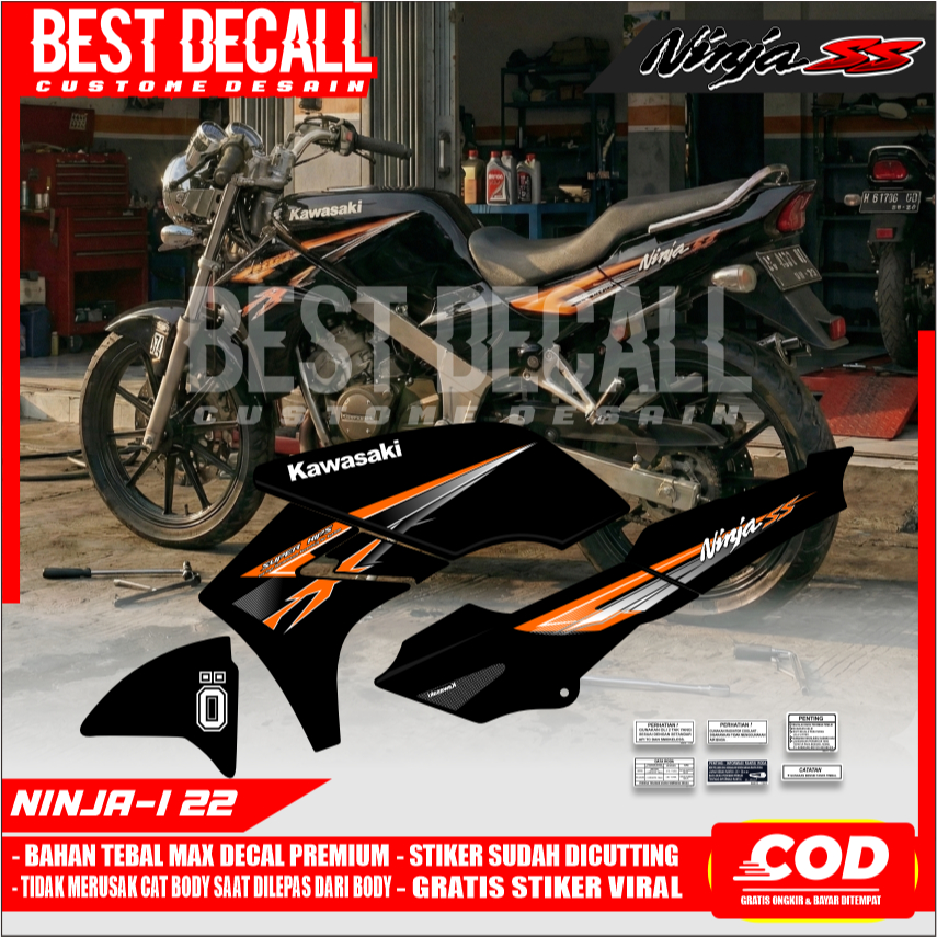 Striping Stiker Transparan UV Ninja SS Bahan Maxdecal Desain Minimalis Warna Orange|Oren Ninja-I 22