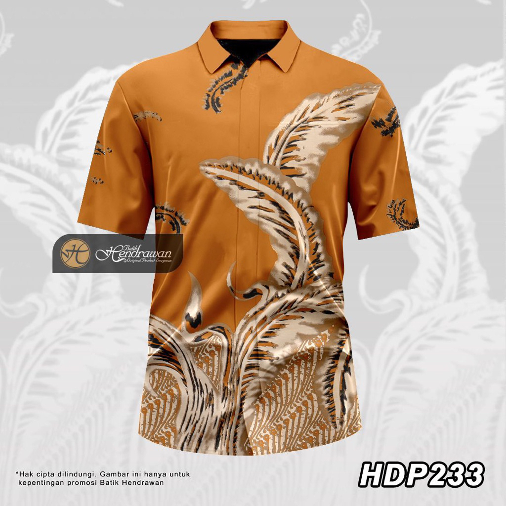 Batik Hendrawan Kemeja Batik Pria Solo Modern Lengan Pendek Lapis Furing Bahan Katun Premium HDP 233