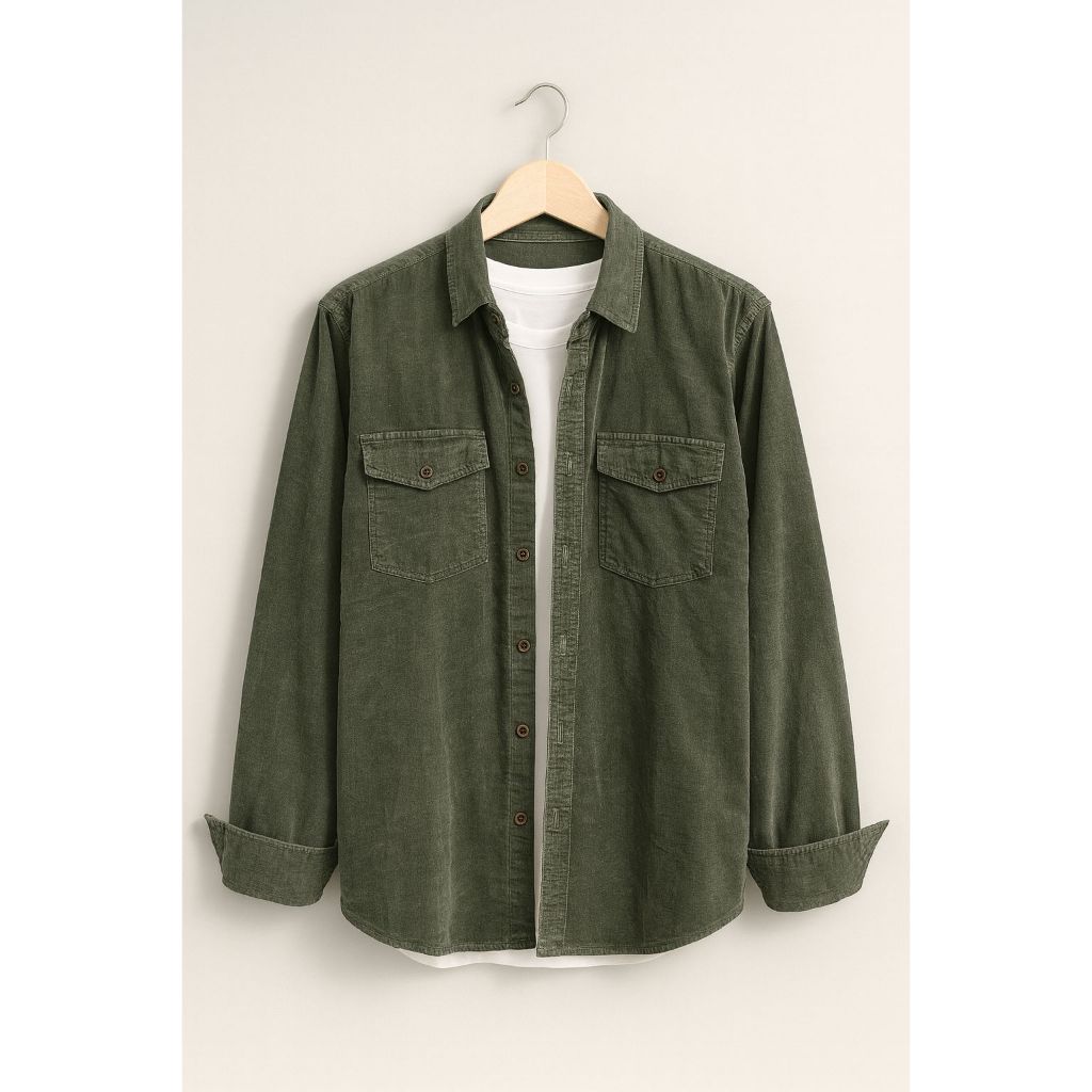 Overshirt Corduroy Pria Kemeja Tebal Premium