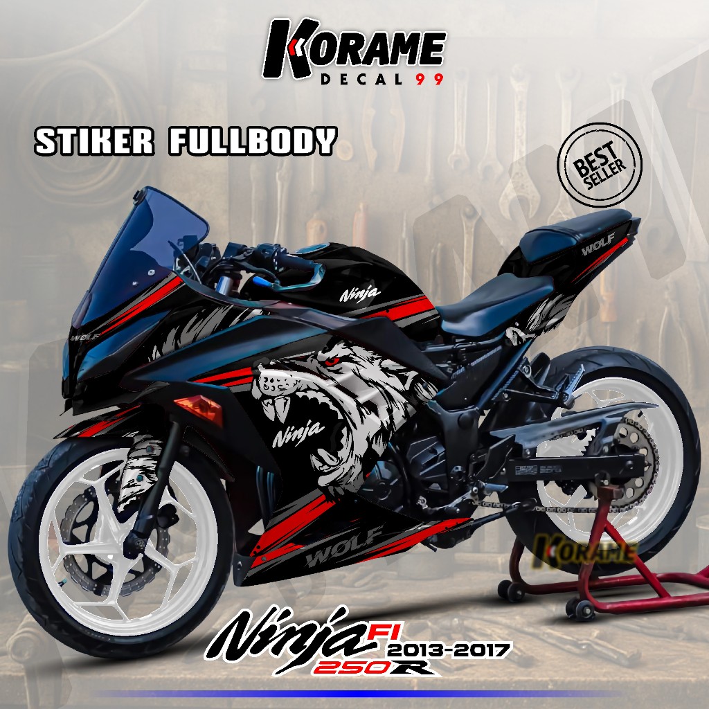Decal Ninja 250 FI Full body // Decal Sticker Ninja 250 FI - Stiker Ninja 250 FI Motif WOLF Racing