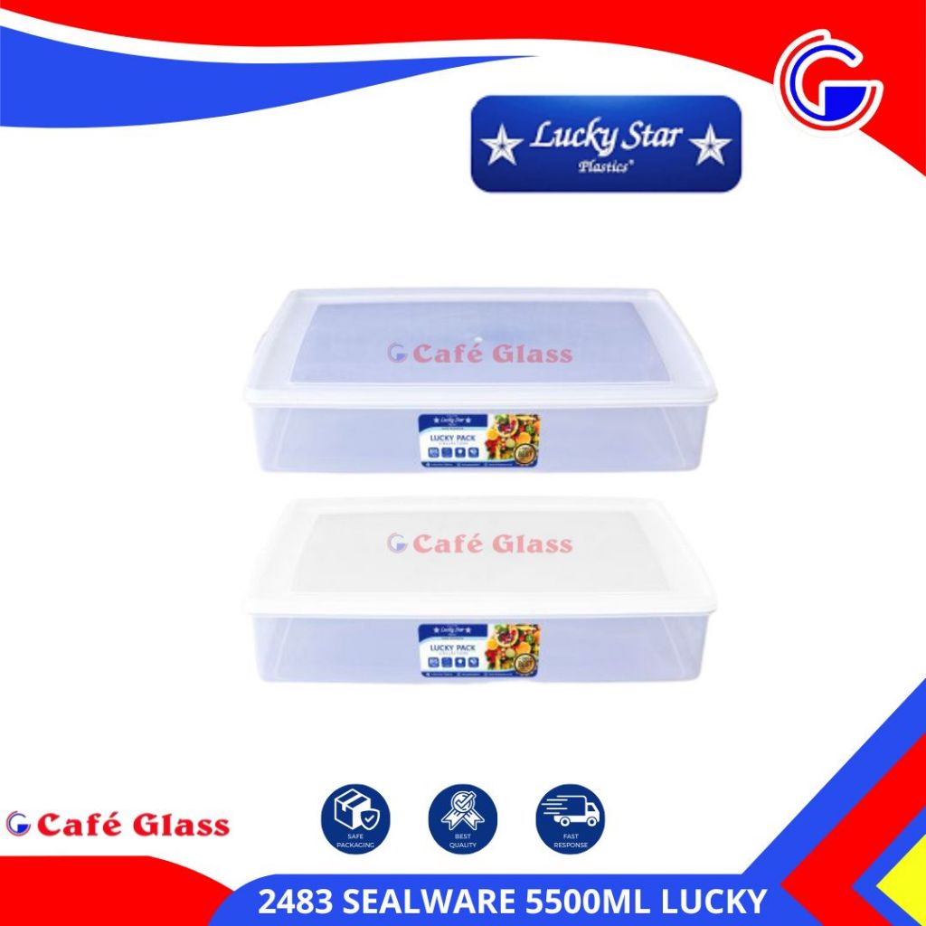 Lucky Star Lucky Pack 5.5L - Wadah Kotak Makan Bening - Toples Plastik Jumbo Kedap Udara Box Donat S