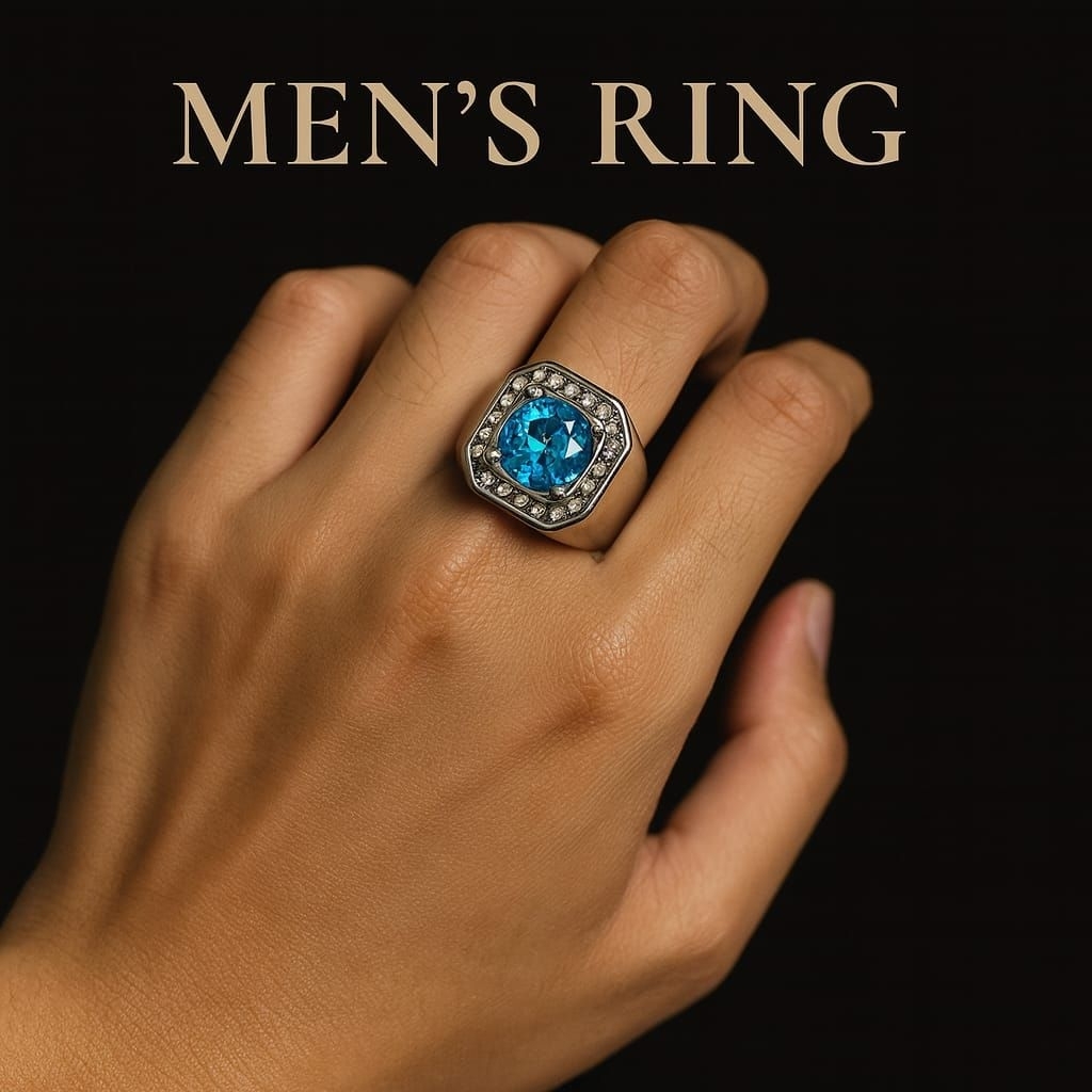 Cincin Batu Titanium Ring Silver mata keliling - 24