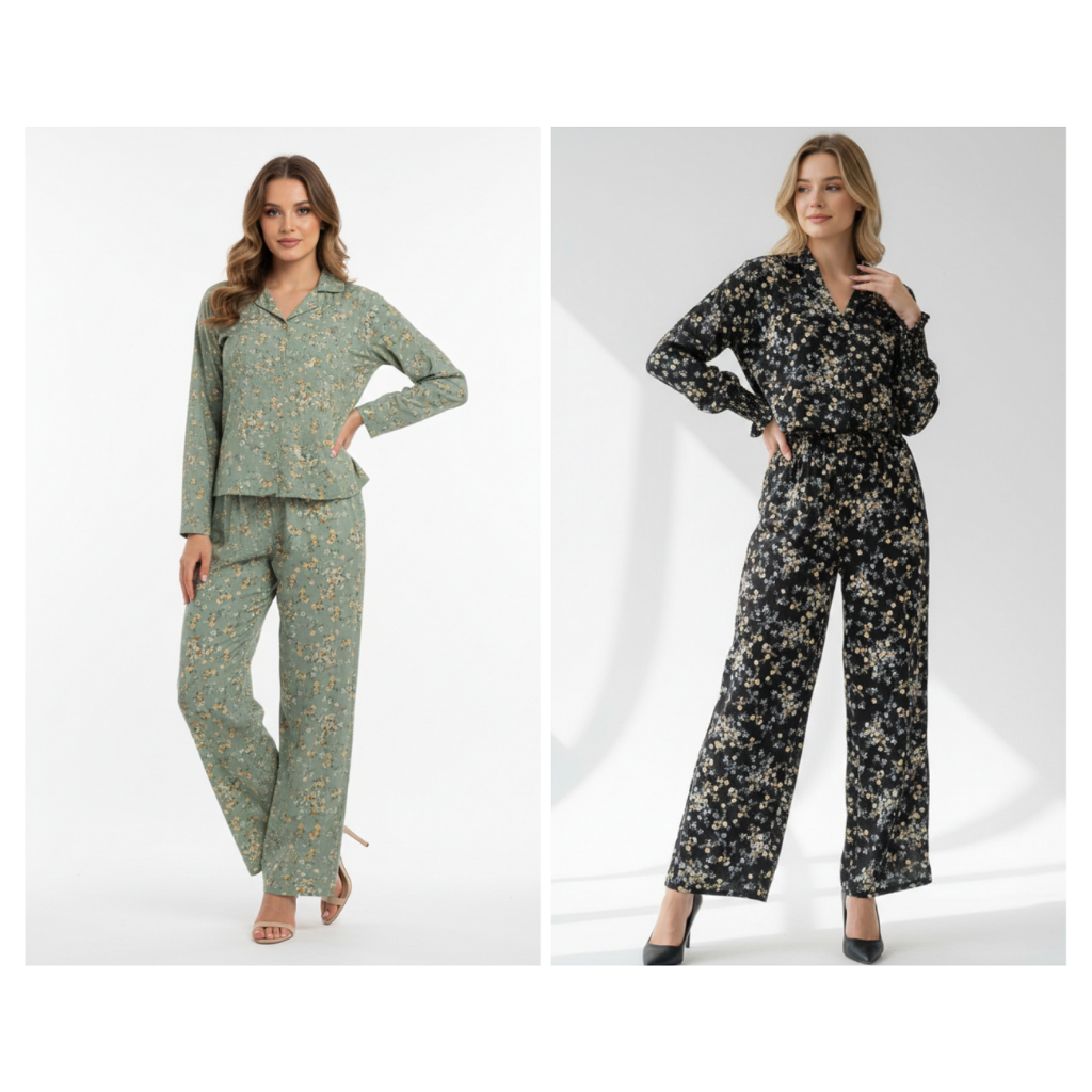 Setelan Kulot Motif Bunga Rayon Daily Homewear