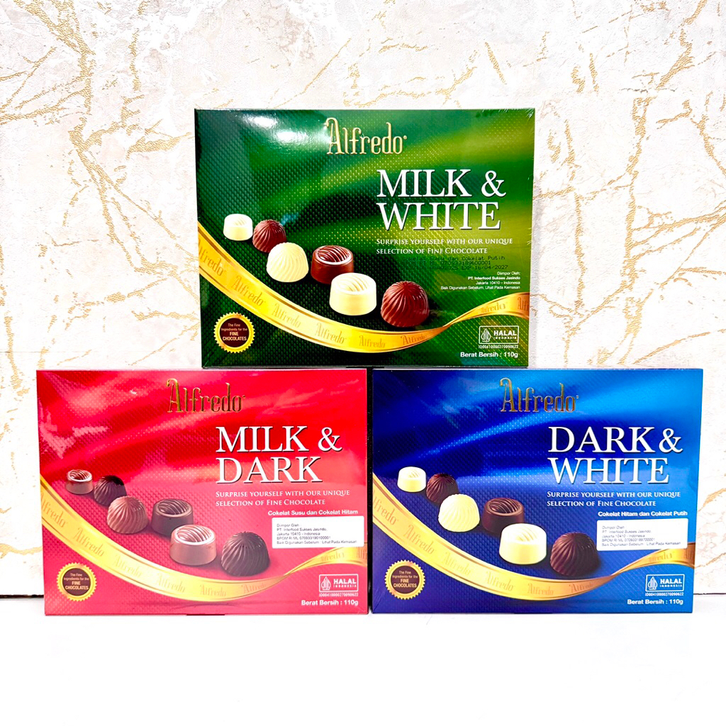 Alfredo Fine Chocolate Box Milk Dark White Coklat 110gr