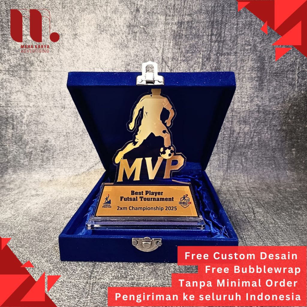 Plakat Futsal Custom Akrilik, Trophy, Juara, Turnamen, Penghargaan Futsal | Free Desain 1 Hari Jadi