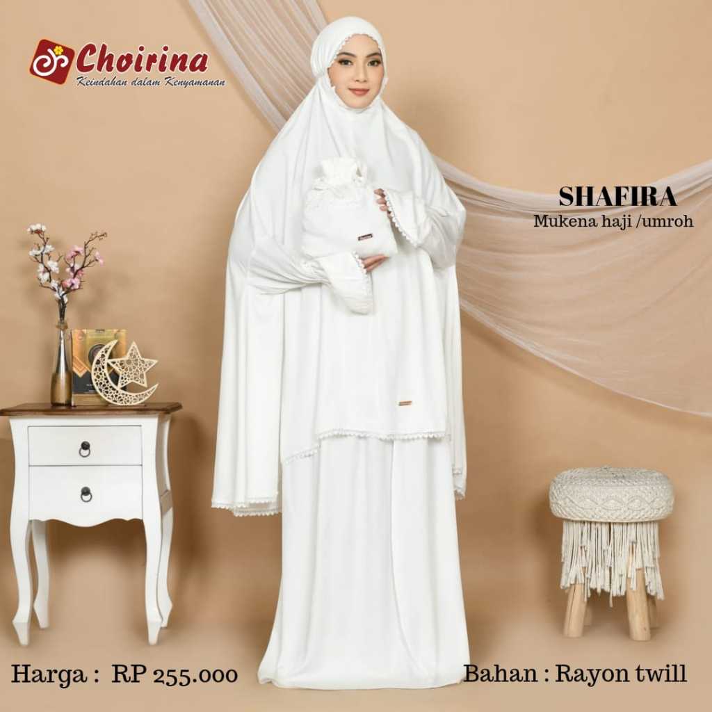 MUKENA PUTIH POLOS TERBARU SHAFIRA PUTIH BY CHOIRINA