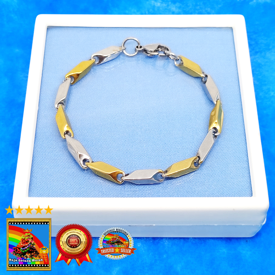 Gelang Rantai Titanium 4 MM Padi Perak