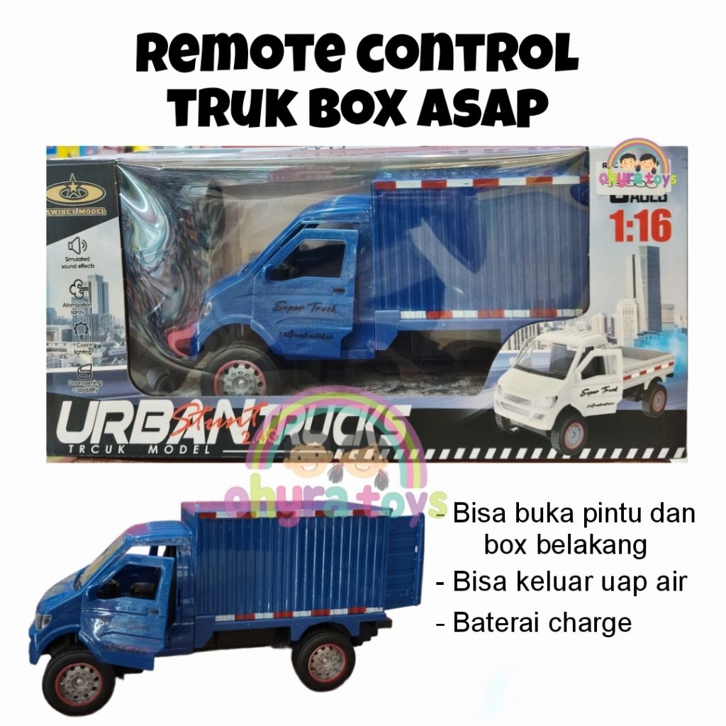 Mainan Anak Truk Box Asap  Remote Control Container Trucks Spray