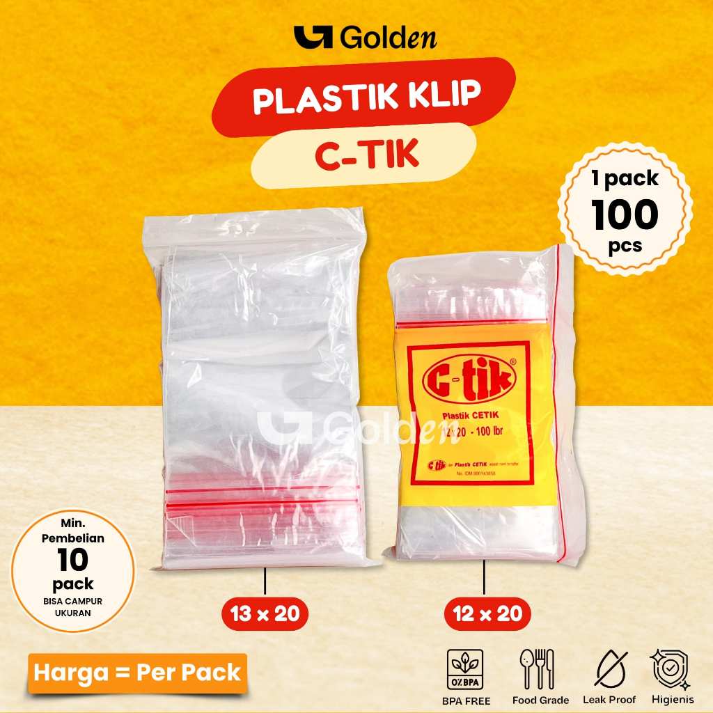 [100 PCS] C-Tik Plastik Klip Zip Lock Makanan Clip Seal Bag 12X20 13X20 CM