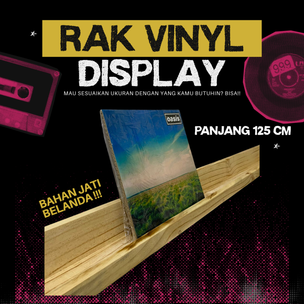 Rak Vinyl Dinding Bahan kayu jati belanda