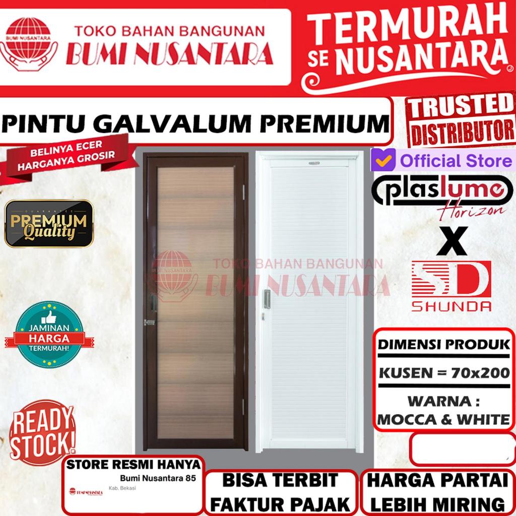 Plaslume Horizon Pintu Kamar Mandi Galvalum 70x200 Anti Karat Plafon PVC Shunda Putih Coklat Mocca -
