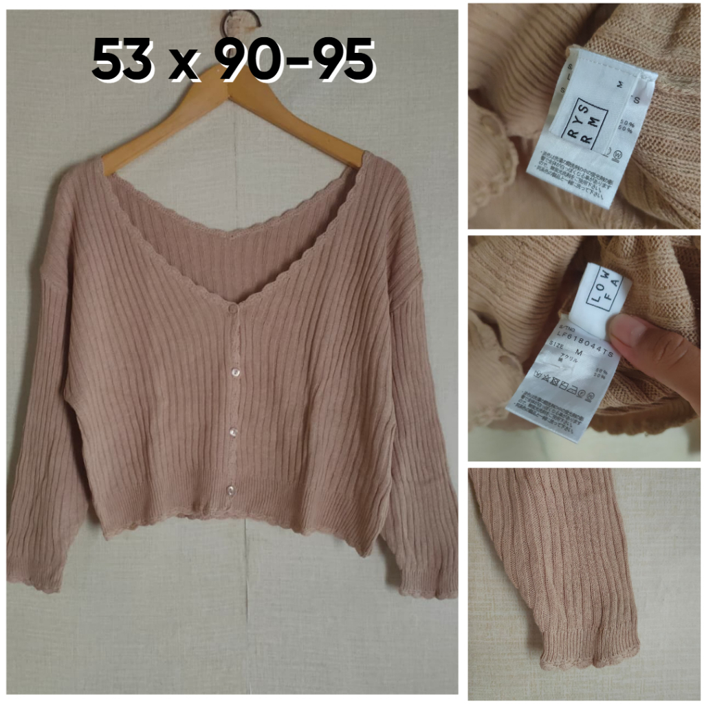 Cardigan Lowrys Farm Choco V Neck Size M Wanita Cardi Rajut Crop Lengan Tanggung D142