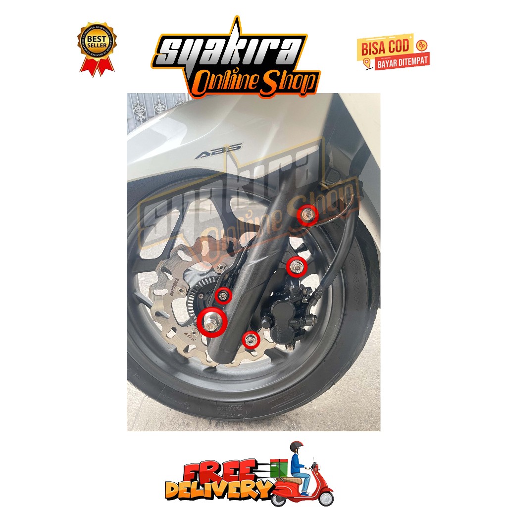 BREKET + REM + ABS + AS RODA KALIPER DEPAN ( 5 BAUT ) PCX 160 STYLO VARIO 160 PCX 150 LOKAL ADV ABS 