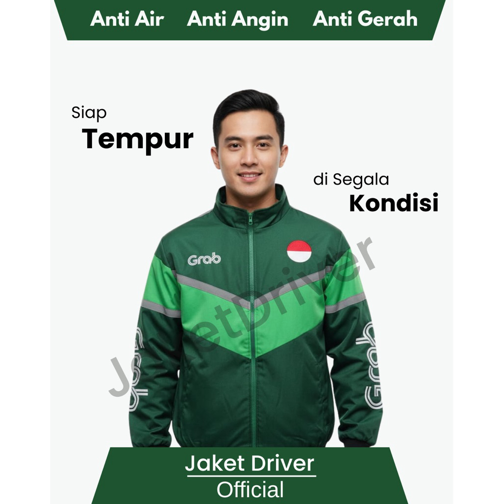 Promo Jaketdriver Termurah - Jakeet Grab Thailand Pria Bomber Waterproof | Anti Gerah | Nyaman