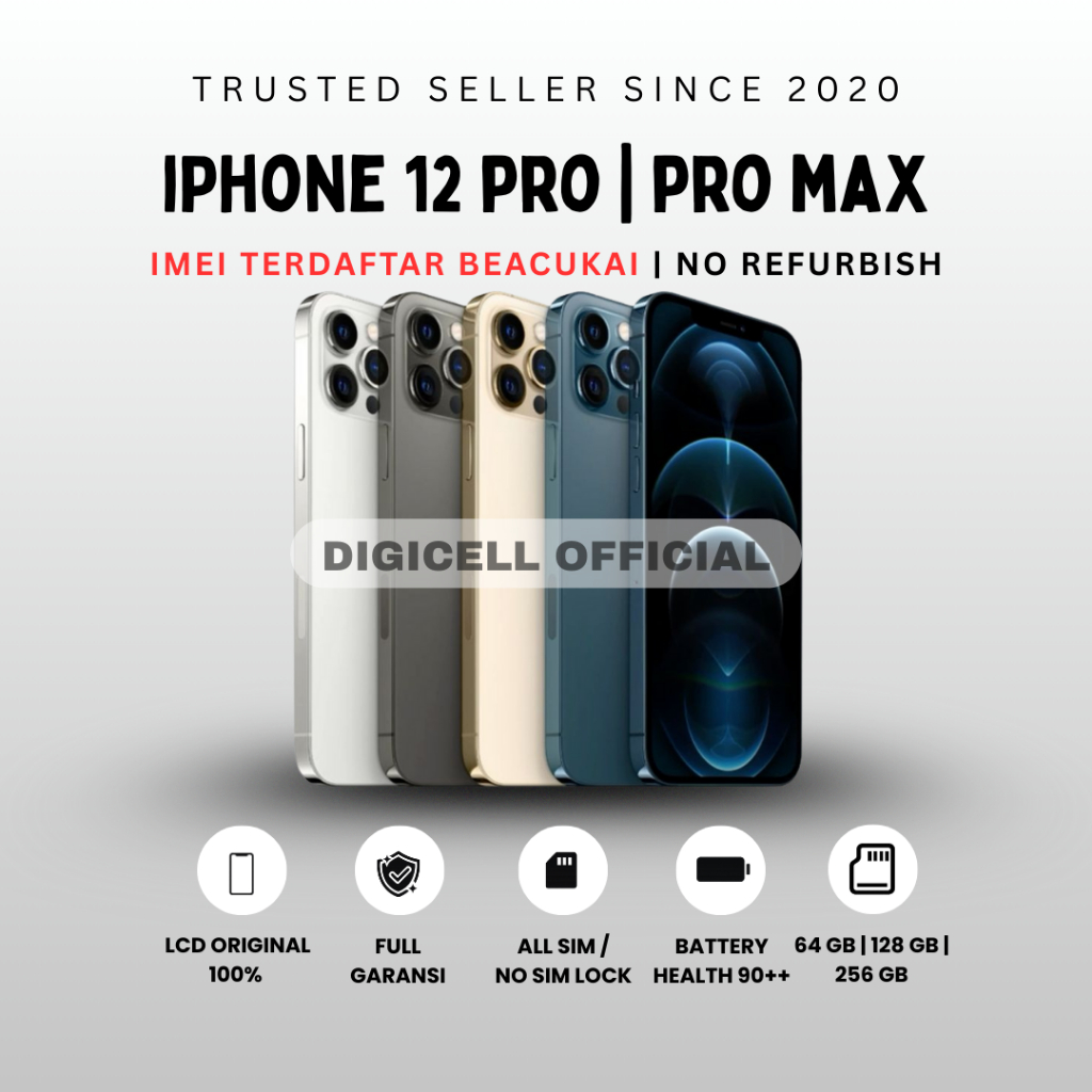 IPhone 12 Pro - 12 Pro Max 64gb 128gb Terdaftar IMEI BC (Beacukai) Lcd Original Mulus Original Bukan