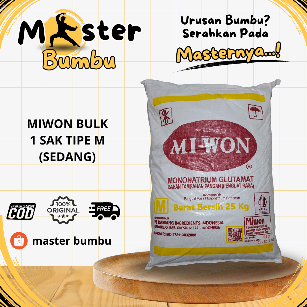 MIWON Tipe M (Butiran Sedang) 25Kg PALING MURAH | MSG Miwon 1 Sak 25Kg | Master Bumbu