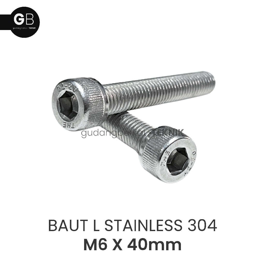Baut L Stainless M6x40 / Baut Kunci L 6x40 SS 304 M6 x 40
