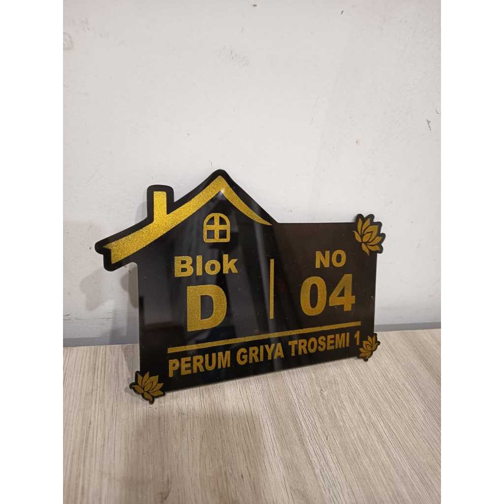 NOMOR RUMAH ACRYLIC TYPE ELEGAN ROYAL MEWAH GOLD