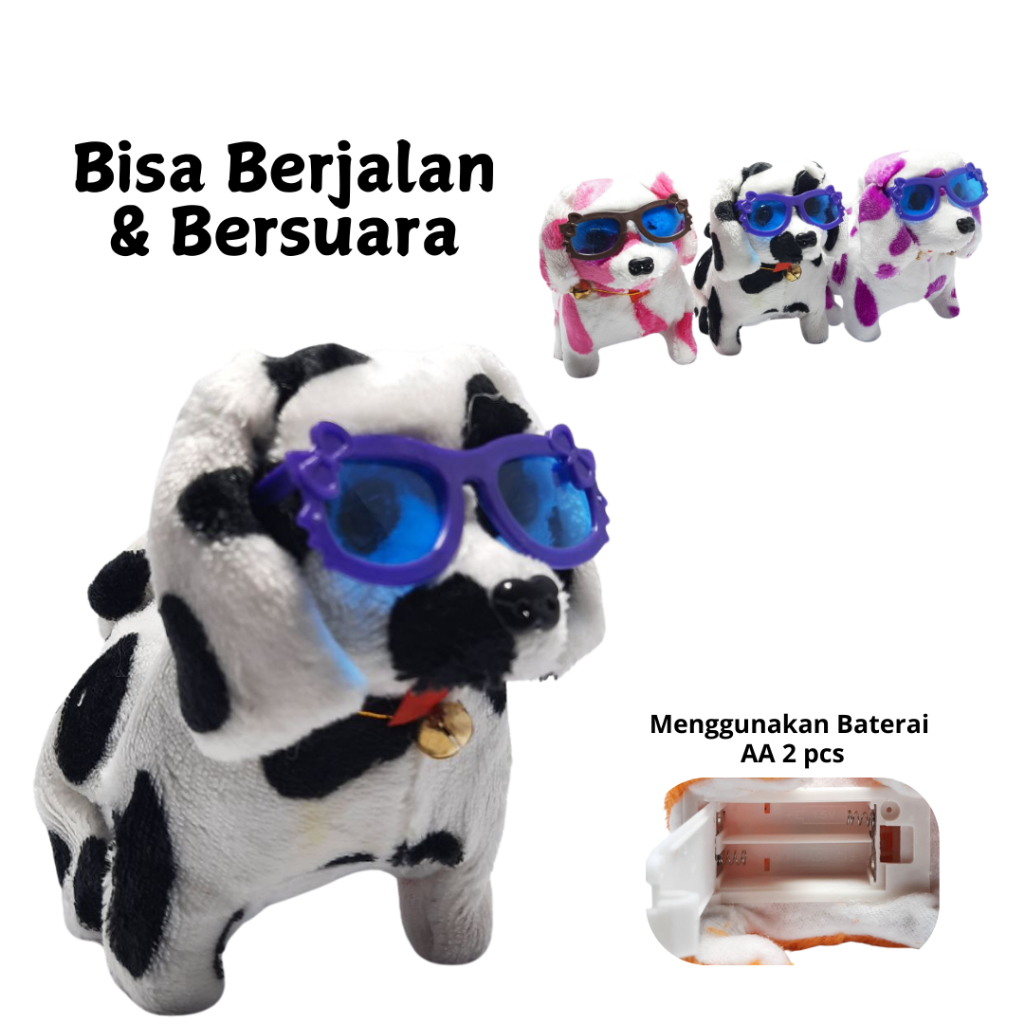 Mainan Boneka Anjing Gerak Bunyi Tenaga Baterai / Mainan Boneka Anjing Elektrik Bisa Bergerak, berja
