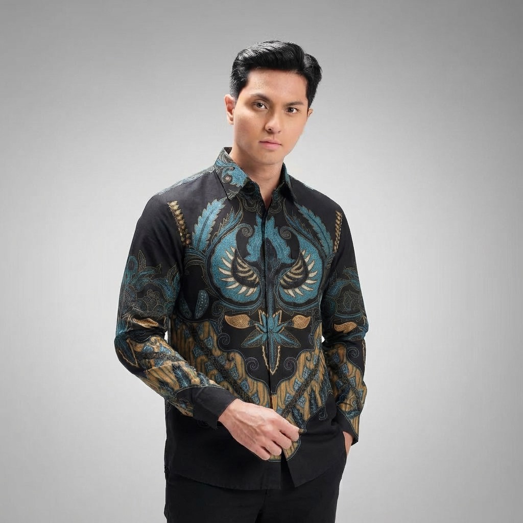 Doabuyul - Kemeja Batik Pria Lengan Panjang Baju Batik Pria Lengan Panjang Seragam