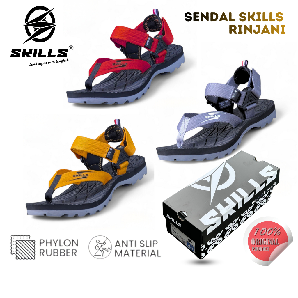 Skills Rinjani - Sandal Gunung Pria Original 100 Outdoor Ringan Kuat Asli