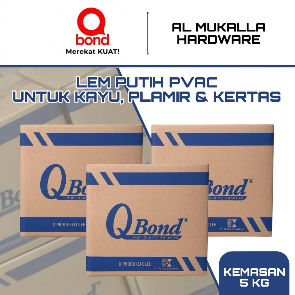Lem Putih PVAc Qbond Kemasan 5 Kg | Lem Kayu & Kertas Lem Serbaguna | Lem Putih 5Kg Qbond