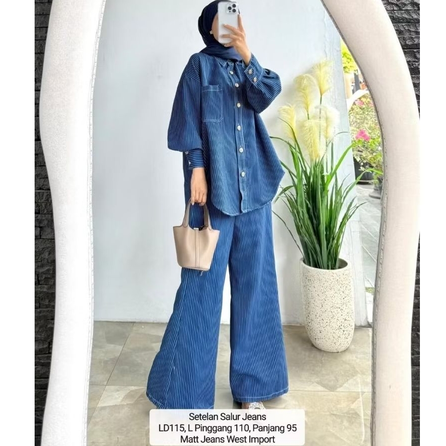 DELLA SETELAN JEANS SALUR PREMIUM BEST SELLER / SETELAN KULOT JEANS IMPORT