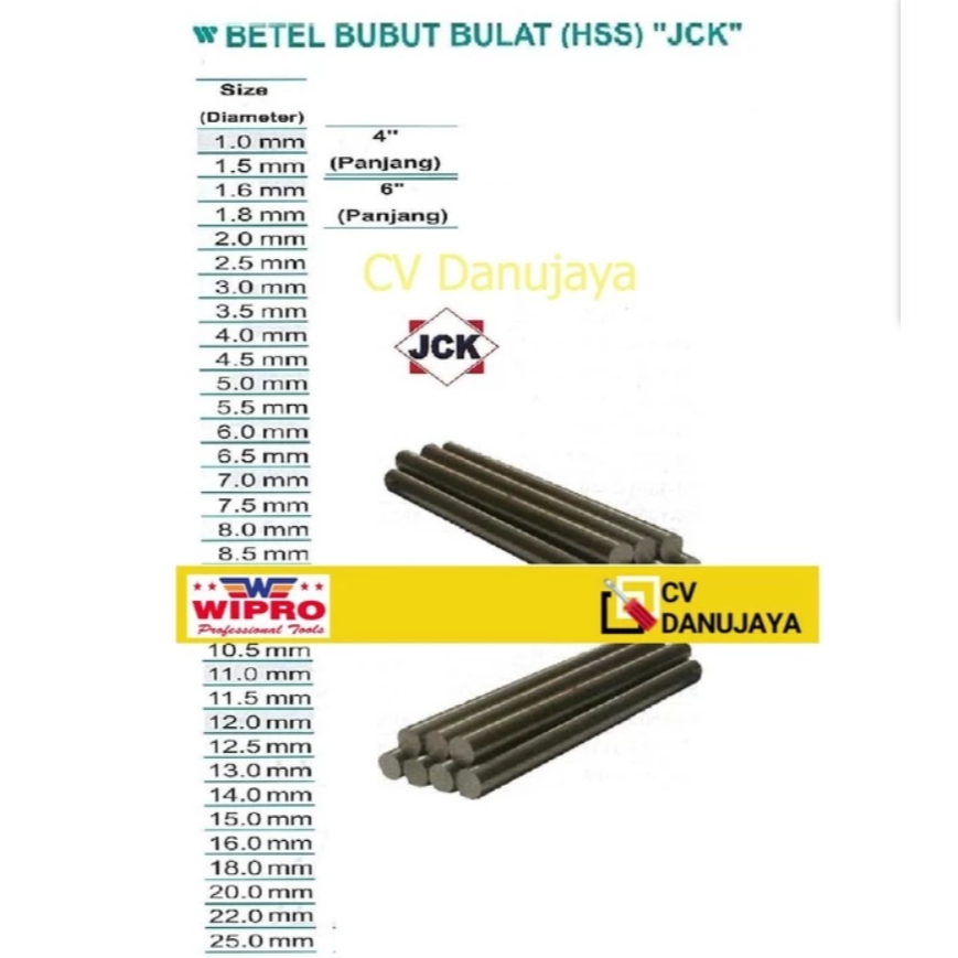 Betel Pahat Bubut Bulat (HSS) - Size (Panjang) 4" (Diameter) 5.0 mm JCK 5.0 x 100