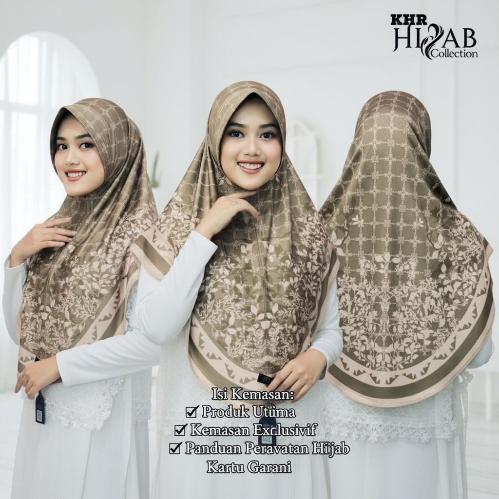 Hijab Bergo Printing Motif Bunga XL Jersey Zoya Premium
