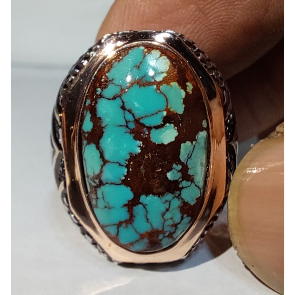 PIRUS PERSIA RING PERAK BIRU LAUT GRADASI EST DIM 20x12x8 RING 7,5