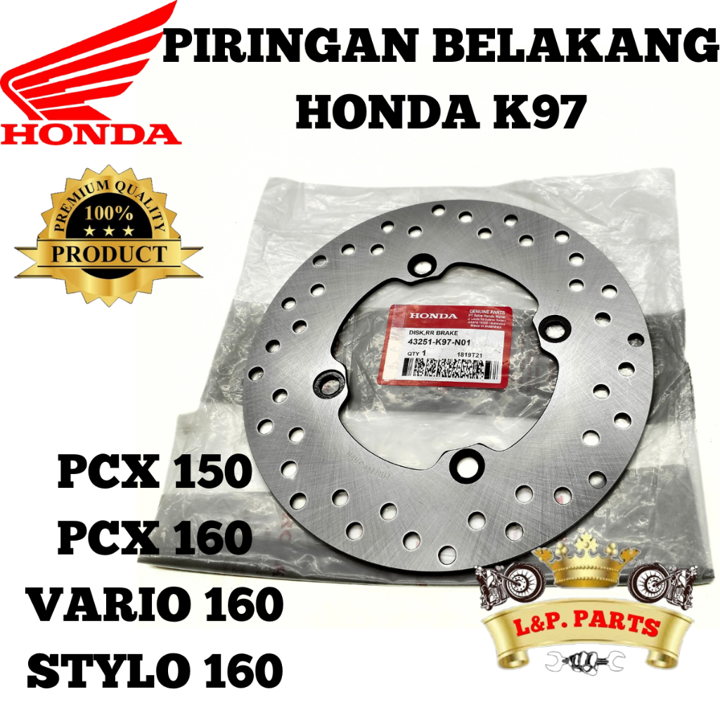 PIRINGAN REM BELAKANG HONDA K97 PCX 150 VARIO STYLO 160 KUALITAS ORIGINAL HONDA AHM PRESISI PIRINGAN
