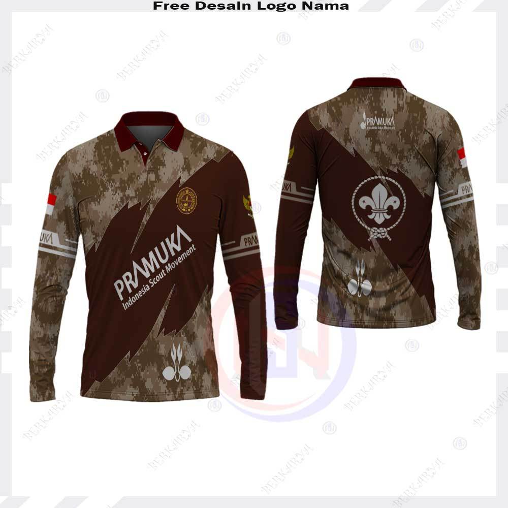 Baju Pramuka Kaos Jersey Pramuka Baju Kaos Polo Pria lengan panjang Kaos Pramuka Fullprint