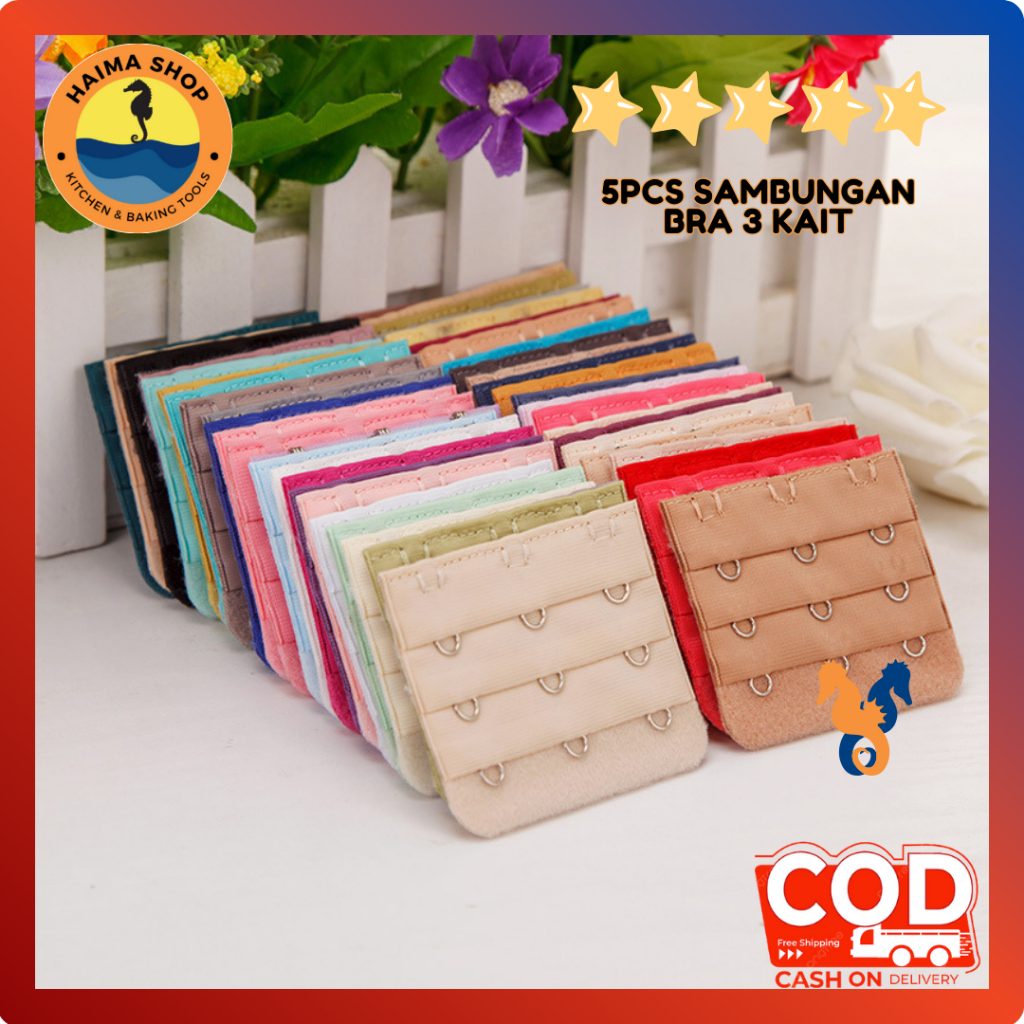 HM 5PCS Bra Extension Pengait Tali BH Sambungan Bra KAIT 3 Aksesoris Bra Extender