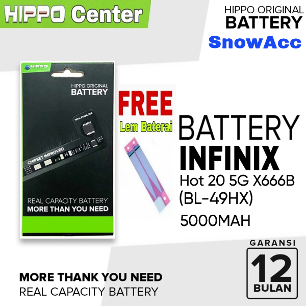 Baterai Hippo INFINIX HOT 20 5G ( X666B ) 5000mAh Kode Battery BL-49HX / BL49HX / BL 49HX