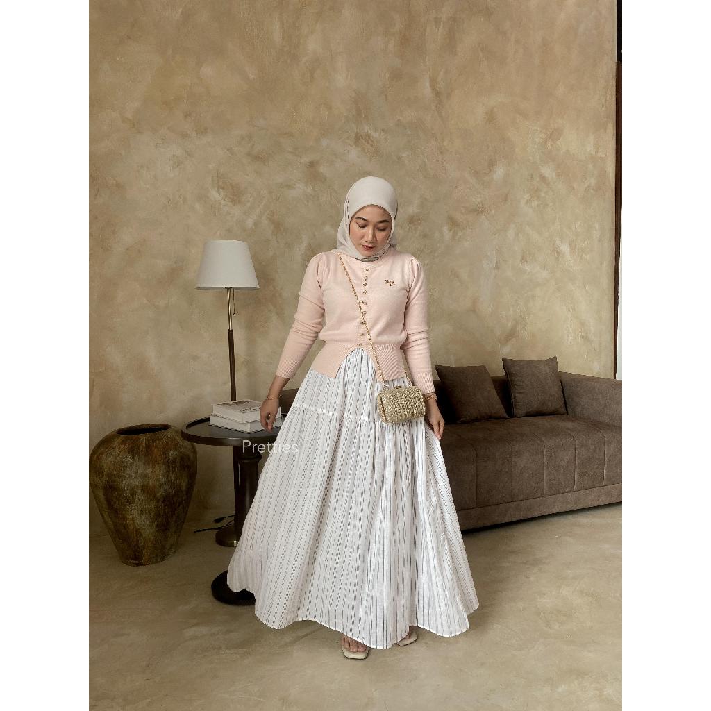 GRETA SKIRT / rok linen / rok garis / rok salur