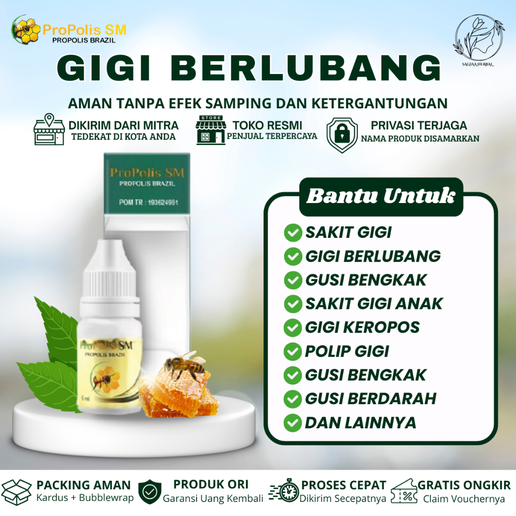 Propolis SM - Herbal Untuk Permasalahan Gigi Sakit Gigi Gusi Bengkak Gigi Berlubang Gigi Sensitif Pe