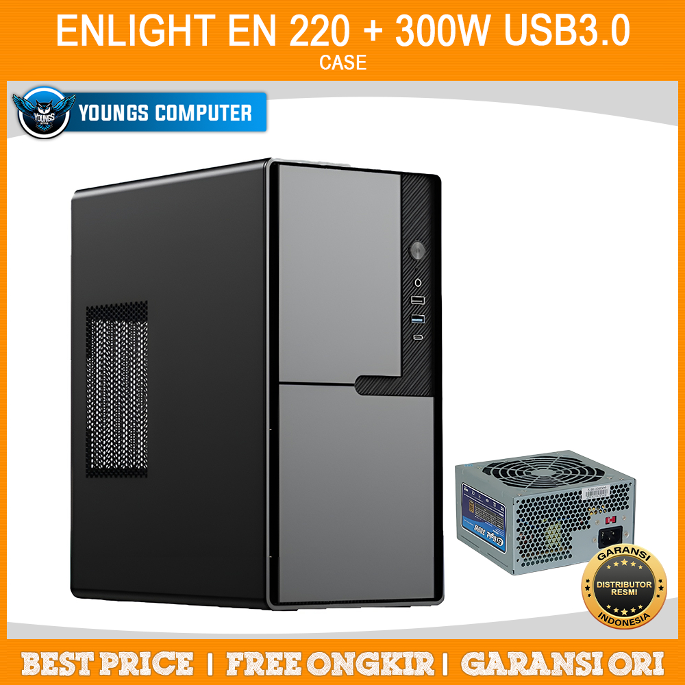 CASE ENLIGHT EN-220 + PSU 300W Mid Slim mATX USB3.0 Casing EN220