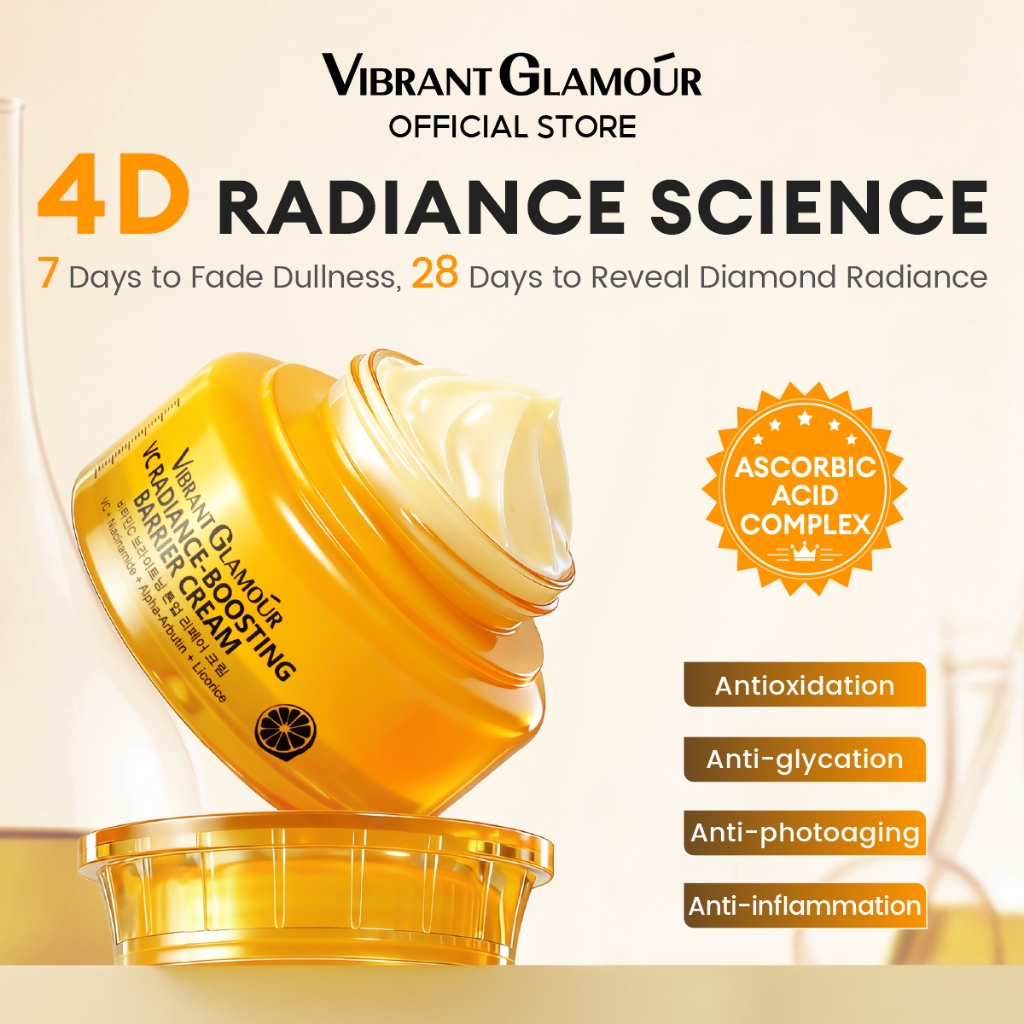 VIBRANT GLAMOUR VC Radiance-Boosting Barrier Cream – Pencerah 4D & Anti-Kusam & Anti-Oksidasi + Anti