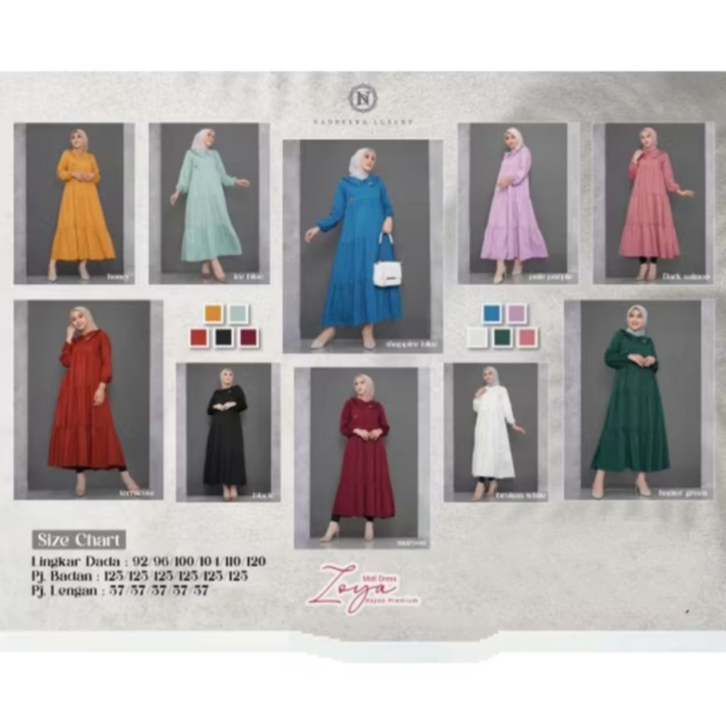 ZOYA MIDI DRESS by Nadheera Luxury ( READY STOK SIAP KIRIM)