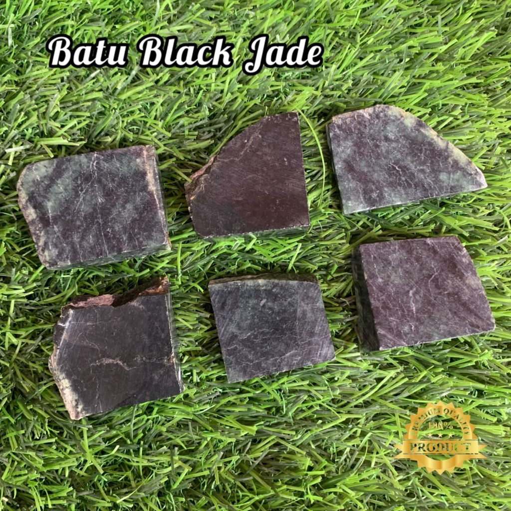 Bahan Batu Black Jade Asli Natural / Bongkahan Batu Black Jade / Lempengan Batu Black Jade