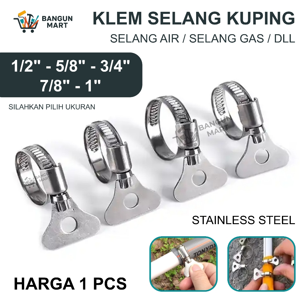 Klem Selang KUPING PUTAR BESI / Pengunci Selang Kran Putar 1/2" 5/8" 3/4" 1/2" - 3/4" - 5/8" - 7/8" 