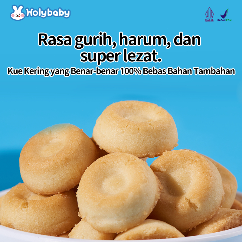 Biskuit Bayi Holybaby Lembut & Renyah - Makanan jari untuk bayi usia 6 bulan ke atas, rasa buah pers