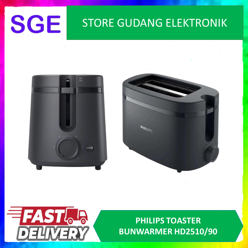 Toaster Philips - HD2510/90 Hitam - Philips Pemanggang Roti Philips Toaster Pemanggang Roti Listrik 