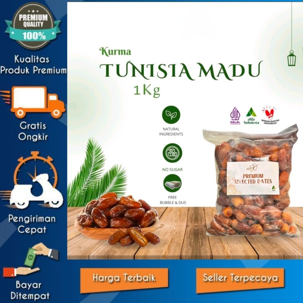 KURMA TUNISIA MADU real 1 kg/PALM FRUIT NON TANGKAI/KURMA MADU 1KG