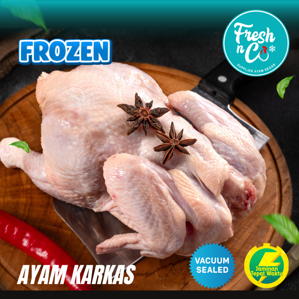 Ayam Karkas Broiler Ayam Potong Utuh Negeri 1-1.2 Kg Kg Frozen (Ayam Beku)