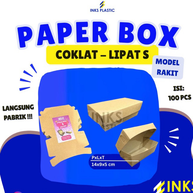 PAPER LUNCH BOX KRAFT COKLAT BOX S M L PAPER BOX LIPAT