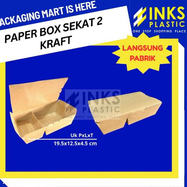 PAPER LUNCH BOX SEKAT 2 KRAFT COKLAT PAPER BOX KOTAK MAKAN