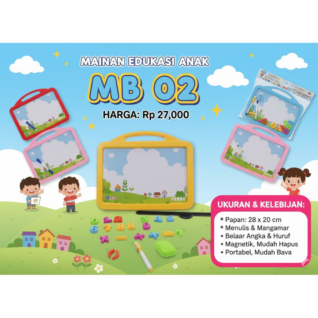 MB 02 Anak MB 02 Harga Rp 27000 Ukuran & Kelebian: Panjang 20cm x Lebar 20cm Mainan Edukasi Anak