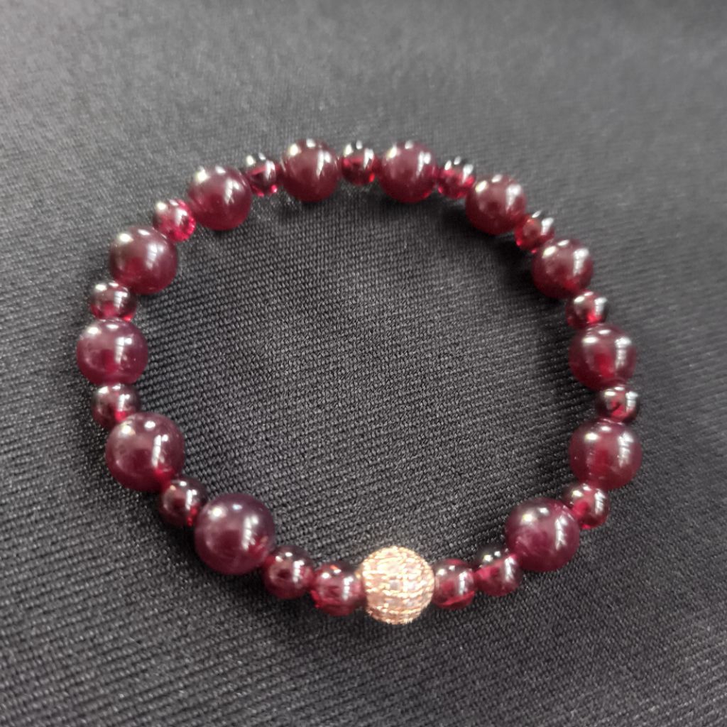 Gelang Batu Alam Natural Red Star Garnet-Gelang Crystal/Gelang Kristal